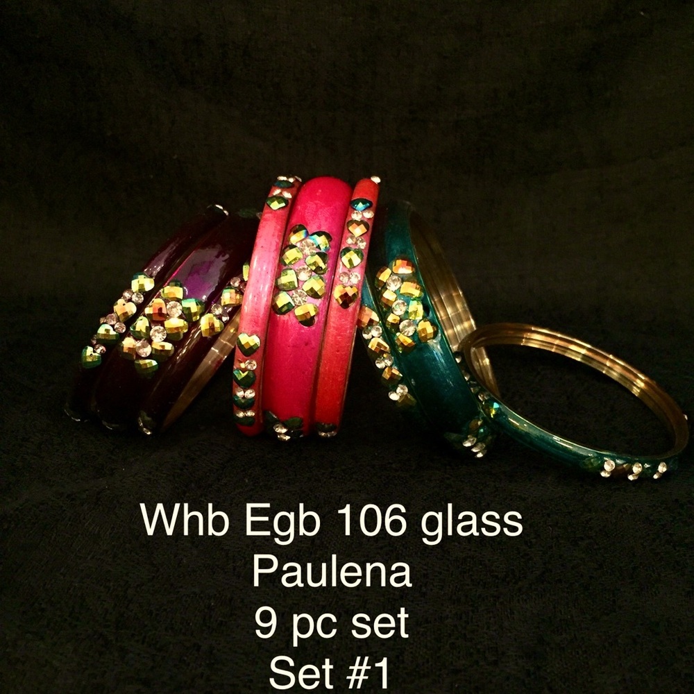 9pc Hand blown artisan glass Bangles